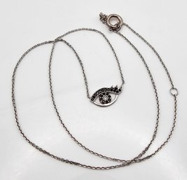 Diamond Sterling Silver Eye Necklace 2.1 G