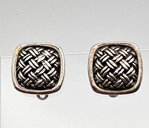 Sterling Silver Basket Weave Earrings 8.8 G