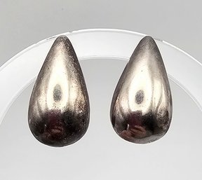 Sterling Silver Teardrop Hollow Form Earrings 6.7 G