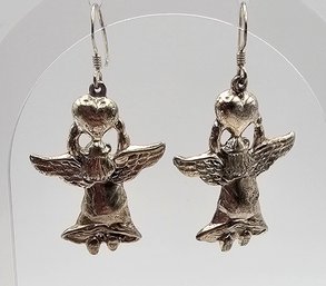 SE Sterling Silver Angel Dangle Earrings 7.9 G