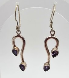 Amethyst Sterling Silver Drop Dangle Earrings 6.2 G