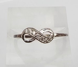 CW Rhinestone Sterling Silver Cocktail Ring Size 7.5 1.3 G
