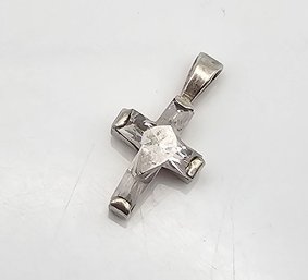 DOL Rhinestone Sterling Silver Cross Pendant 1.5 G
