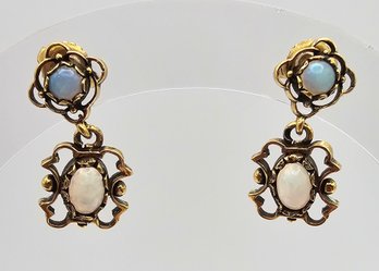 Opal 14K Gold Drop Dangle Earrings 3.7 G
