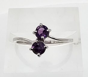 REGO P Amethyst 14K White Gold Cocktail Ring Size 6 1.3 G
