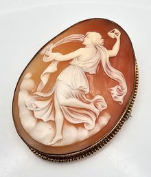 Victorian Shell Carved Gold Filled Cameo Brooch Pendant 18.2 G