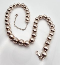 Italy Milor Sterling Silver Bead Necklace 39.2 G