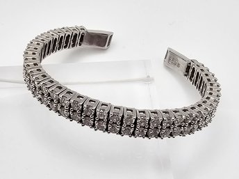 ADI Rhinestone Sterling Silver Cuff Bracelet 23.5 G