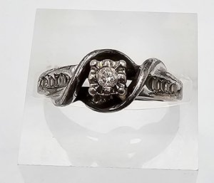 Diamond Sterling Silver Wedding Ring Size 5.5 3.4 G