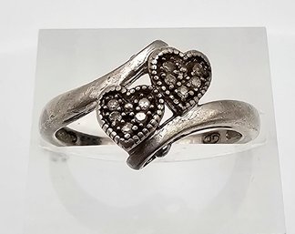 JD Diamond Sterling Silver Cocktail Ring Size 6.75 2.9 G