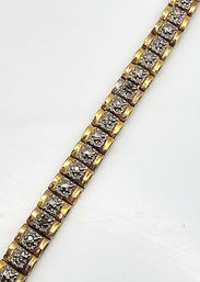 Diamond Gold Over Sterling Silver Tennis Bracelet 14.2 G