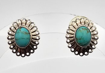 Turquoise Sterling Silver Earrings 3.1 G