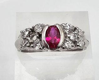 Ruby Sterling Silver Cocktail Ring Size 8 4 G