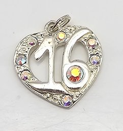 Rhinestone Sterling Silver 16 Pendant 1.9 G