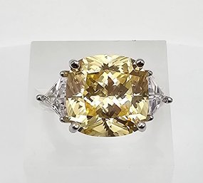 Rhinestone Sterling Silver Cocktail Ring Size 5.75 5.9 G