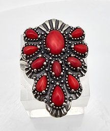 AW Carolyn Pollack Relios Coral Sterling Silver Ring Size 9.25 11.3 G