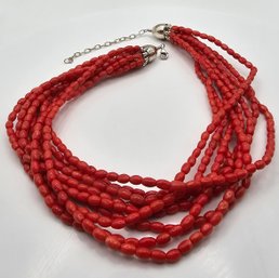 Jay King Mine Finds Coral Sterling Silver Multi Strand Necklace