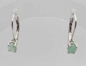 KJC Emerald Sterling Silver Drop Earrings 1 G Approximately 0.4 TCW