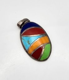Turquoise Coral Spiney Oyster Sterling Silver Pendant 6.2 G