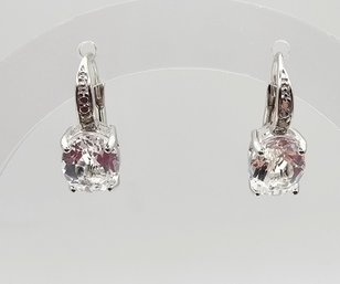 Jadeite Sterling Silver Drop Dangle Earrings 3.6 G