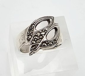 Marcasite Sterling Silver Cocktail Ring Size 5.5 4.3 G