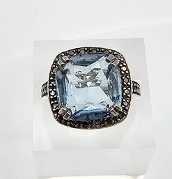 FAS Sapphire Sterling Silver Cocktail Ring Size 6 5.4 G Approximately 6 TCW