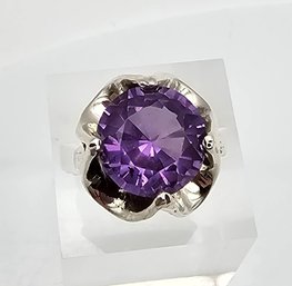 Sapphire Sterling Silver Cocktail Ring Size 6.5 6 4 G Approximately 6 TCW