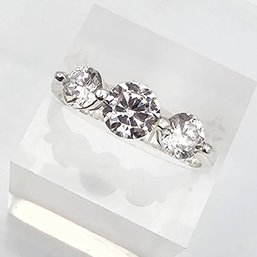 CW Rhinestone Sterling Silver Cocktail Ring Size 8.5 3.3 G