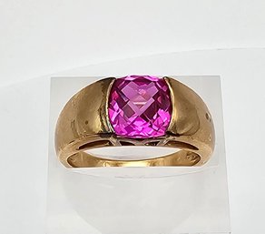 Ross Simons Cushion Cut Ruby Gold Over Sterling Silver Cocktail Ring Size 6.5 4.2 G