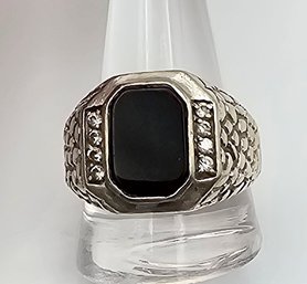 FAS Onyx Sterling Silver Ring Size 12.25 13.6 G
