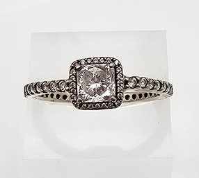 Rhinestone Sterling Silver Cocktail Ring Size 9.25 2.9 G