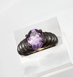 Amethyst Sterling Silver Cocktail Ring Size 6 4.7 G