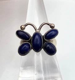 ?IN Lapis Sterling Silver Butterfly Ring Size 8 8.3 G