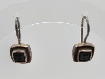 Rhinestone Sterling Silver Drop Dangle Earrings 3.1 G