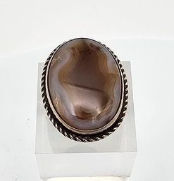 Agate Sterling Silver Ring Size 6.5 7.5 G