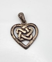 Sterling Silver Knot Heart Pendant 2.7 G