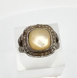 Mother Of Pearl Sterling Silver Ring Size 6 7.9 G