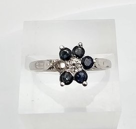 Sapphire Sterling Silver Cocktail Ring Size. 7  0.9 G