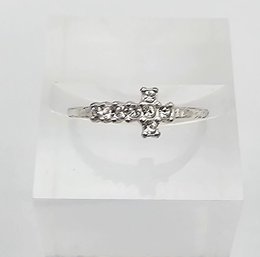 ND Rhinestone Sterling Silver Cross Ring Size 4 0.9 G