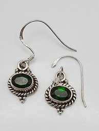Emerald Sterling Silver Drop Dangle Earrings 3.4 G Approximately 1.3 TCW