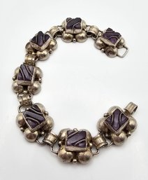 Mexico Amethyst Chunck Sterling Silver Bracelet 28 G