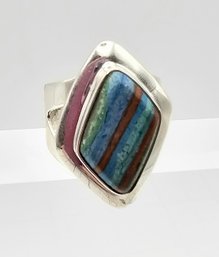 Jay King Mine Finds Multi Gemstone Sterling Silver Ring Size 11.75 13.2 G