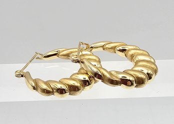 DR 14K Gold Hollow Form Hoop Earrings 2.9 G