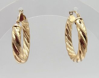 C 14K Gold Twist Hoop Earrings 2 G