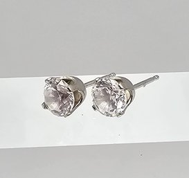Cubic Zirconia 14K White Gold Stud Earrings 0.8 G