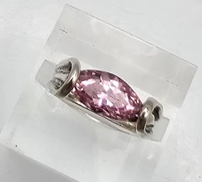 Pink Tourmaline Sterling Silver Cocktail Ring Size 3.75 4.6 G Approximately 1.25 TCW