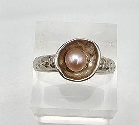 Israel HG Nagit Gorali Pearl Sterling Silver Ring Size 9.5 4.5 G