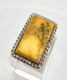 Bumblebee Jasper Sterling Silver Rectangle Ring Size 8.75 10.7 G