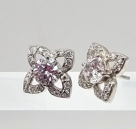 Tourmaline Sterling Silver Flower Earrings 4 G