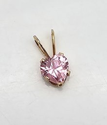 Pink Tourmaline 14K Gold Heart Pendant 0.4 G Approximately 0.50 TCW